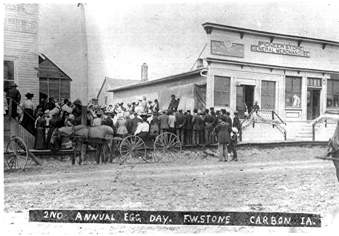 Pioneer Store in Carbon Iowa - egg day